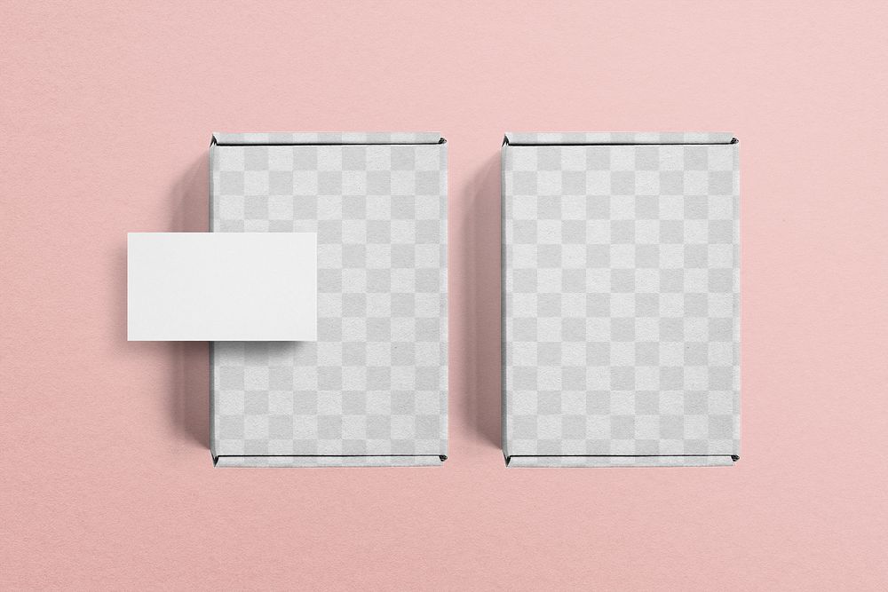 Paper box mockup png, package delivery with business card