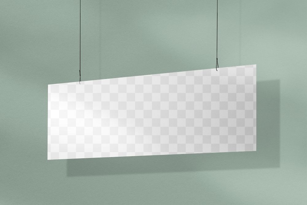 Hanging sign png mockup, transparent minimal design 