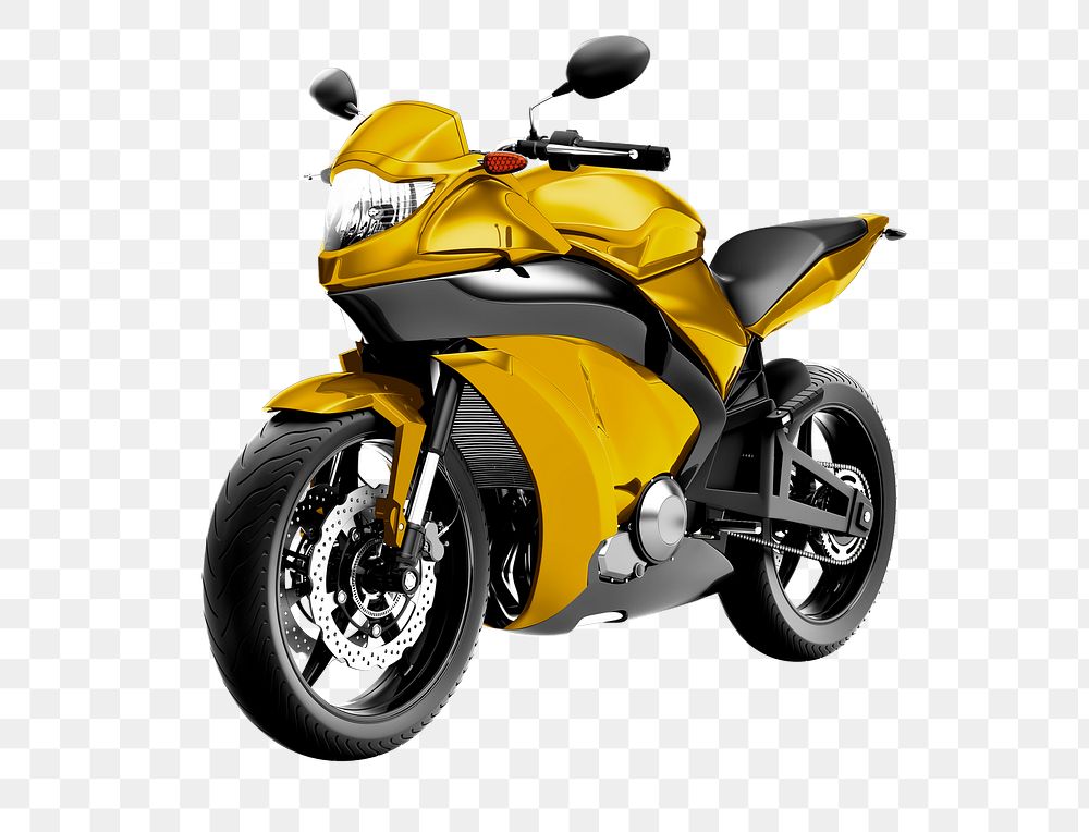 Yellow sports bike 3D illustration