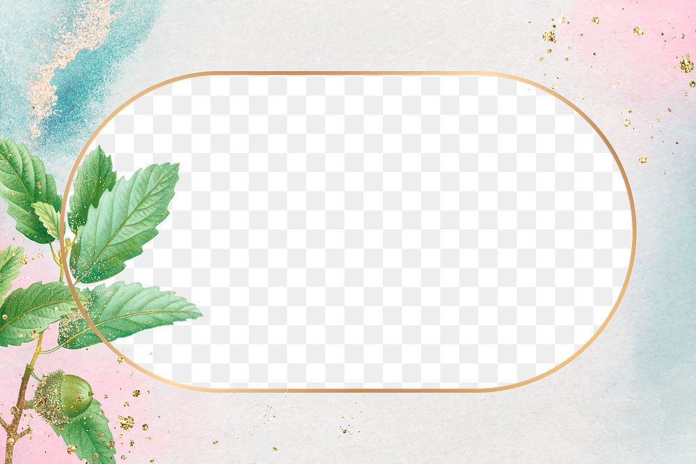 Frame png oak leaves pattern pastel gradient border