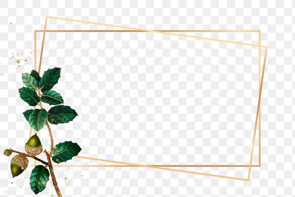 Botanical frame png oak leaf pattern