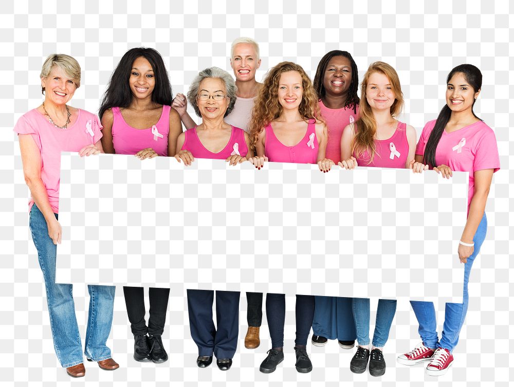 Diverse woman with a banner mockup transparent png