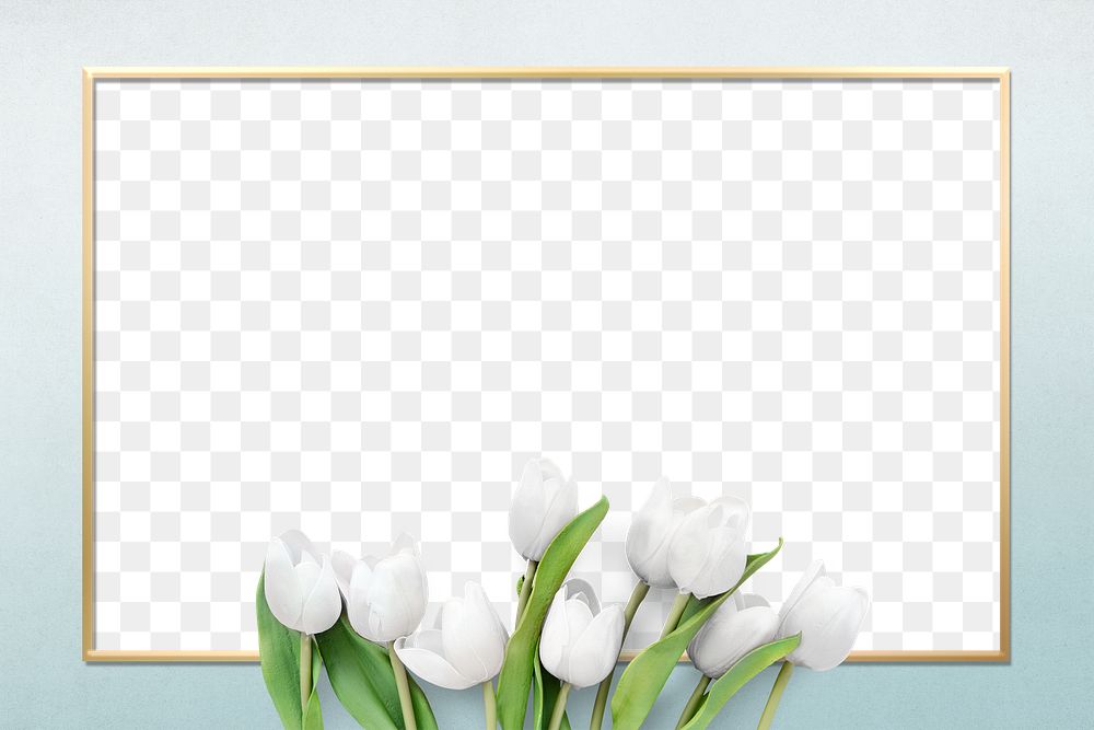 Golden rectangle tulip floral frame design element