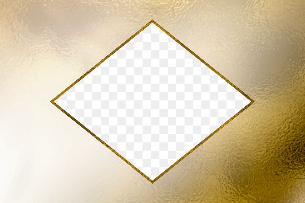 Rhombus frame png with elegant gold paper texture