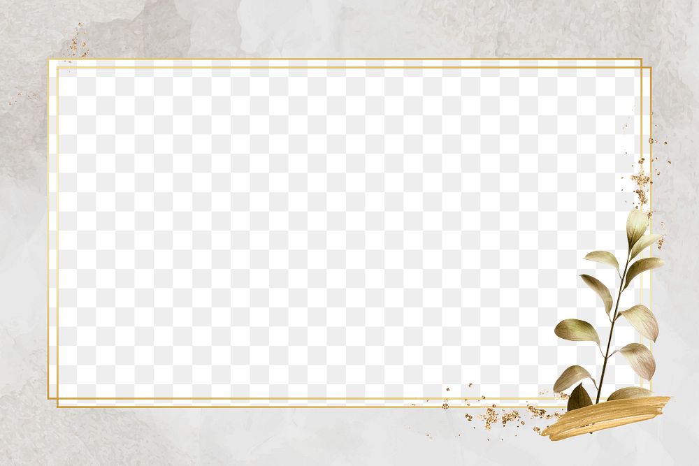 Abstract frame png with luxury golden leaf 