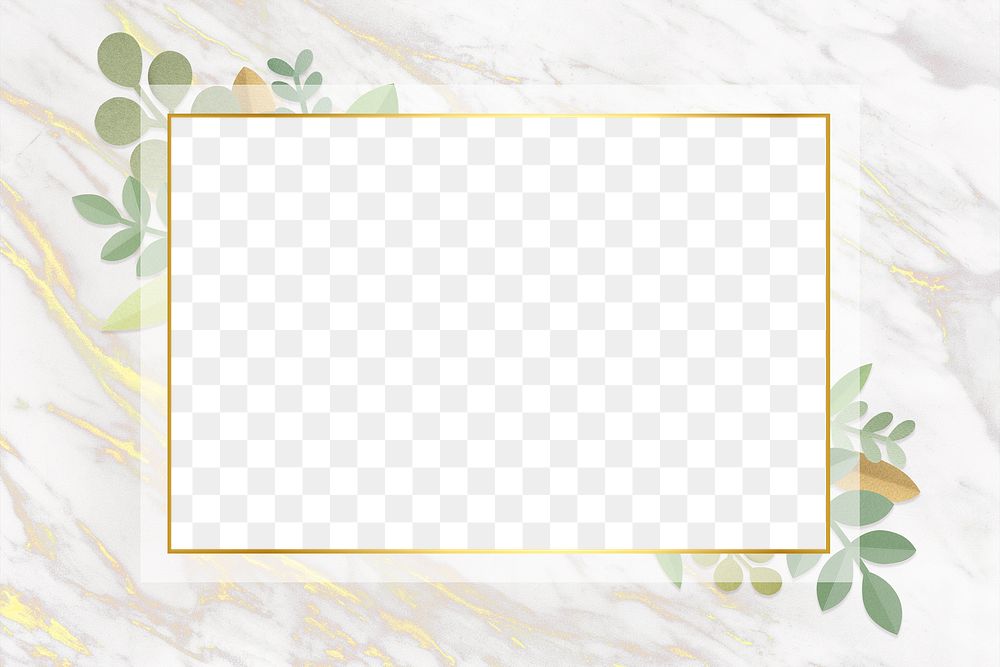 Leafy rectangle golden frame design element