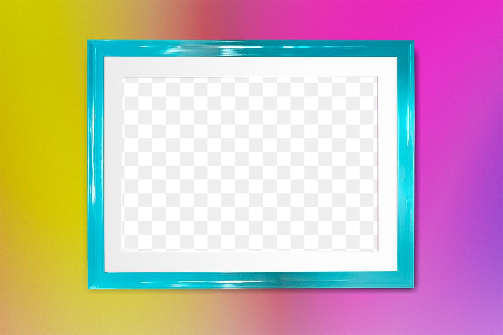 Turquoise photo frame mockup on a gradient background 