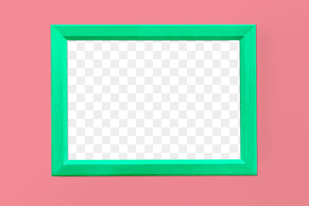 Green photo frame mockup on a pink background 