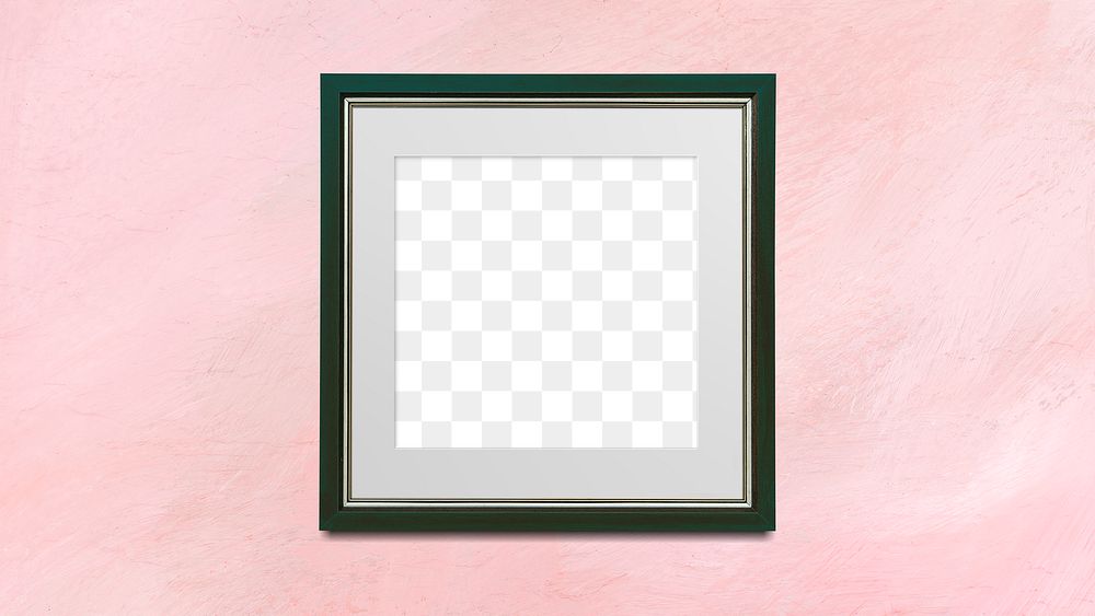 Black photo frame mockup on a pink wall 