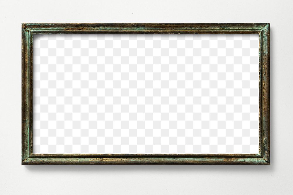 Rusty green picture frame mockup on a wall 