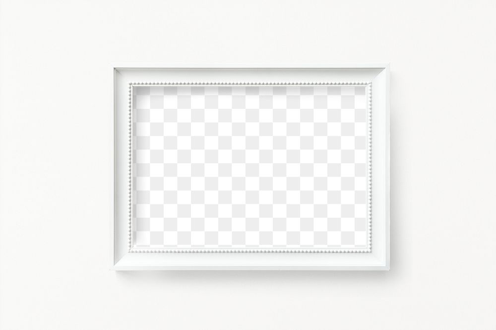 White photo frame mockup on a white wall 