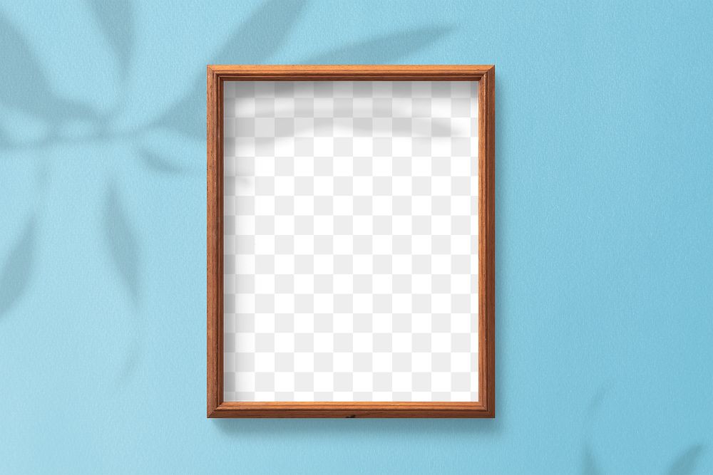 Wooden frame mockup on a blue background 