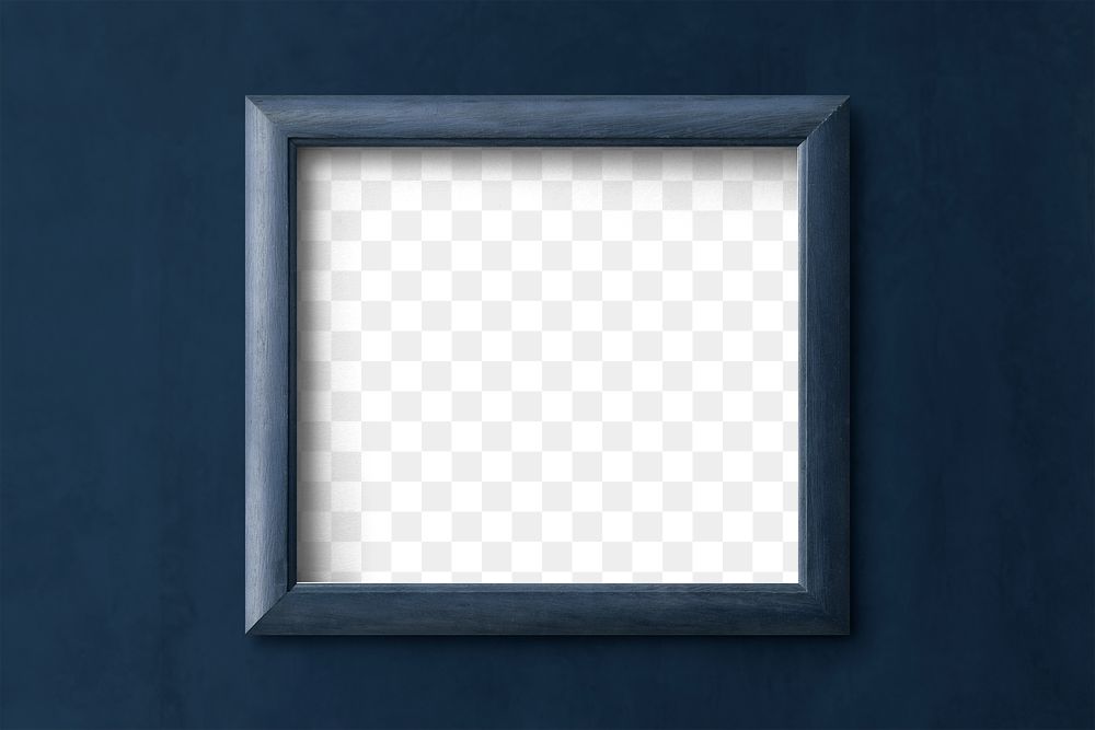 Blue picture frame mockup on a navy blue background 