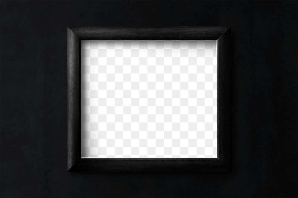 Black frame mockup on a black wall 