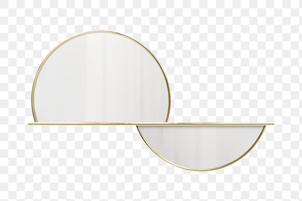 Semicircle gold framed mirror transparent png