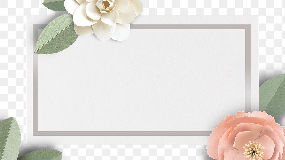 Flower decorated gray banner transparent png