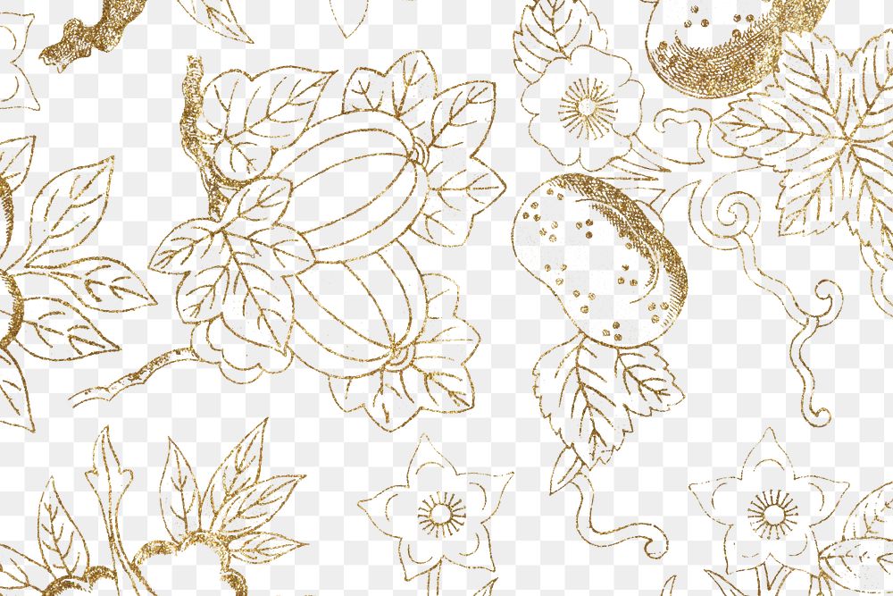 Glittery golden floral patterned background design element 