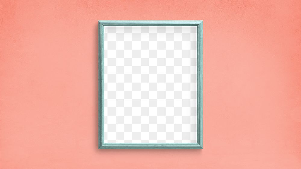 Pastel mint green picture frame mockup on a pink wall