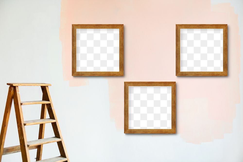 Wooden frame mockups on a wall