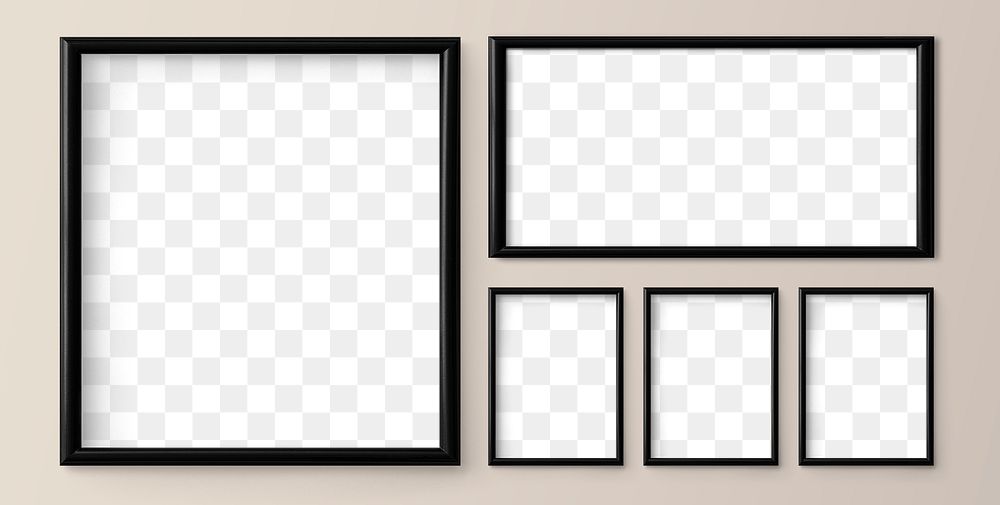 Black picture frame mockups hanging on  a beige wall