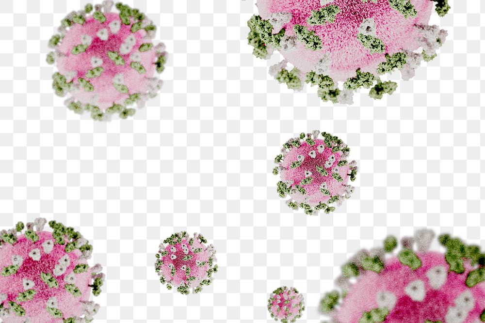 Pink and green novel coronavirus under the microscope transaprent png