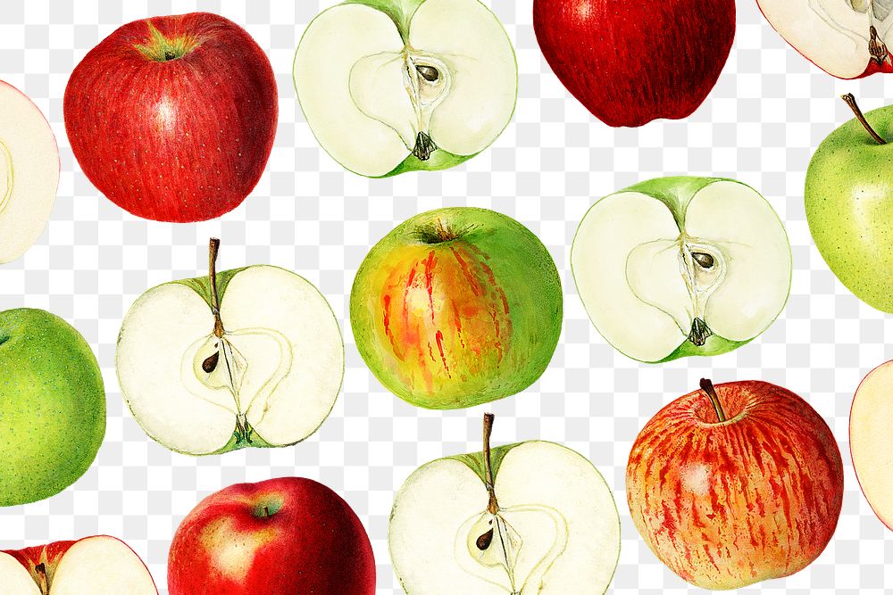 Hand drawn fresh apple patterned background