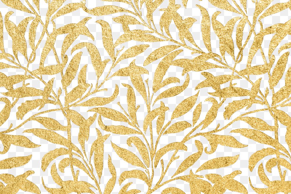 Glittery gold leaf patterned background | Premium PNG - rawpixel