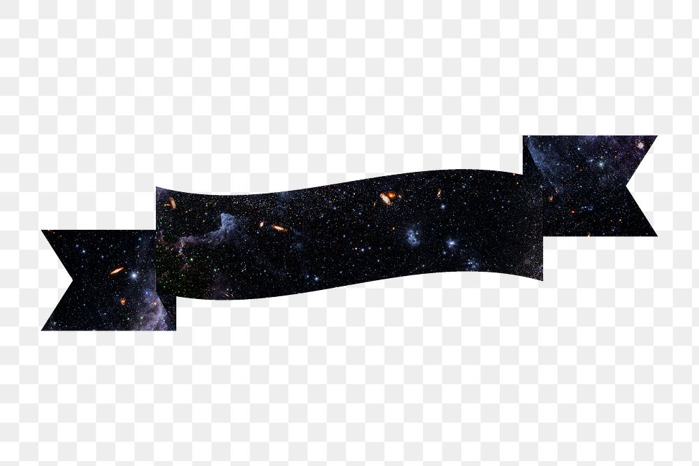 Galaxy patterned ribbon banner design element