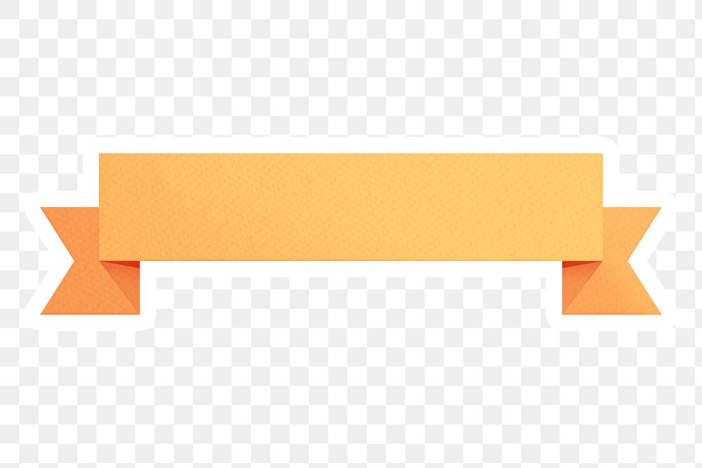 Marigold yellow ribbon banner sticker with white border design element