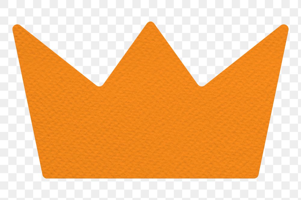 Orange textured paper crown sticker design element