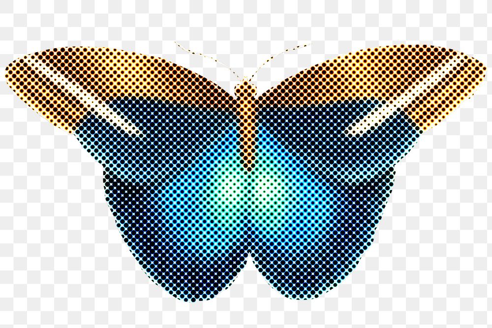 Halftone owl butterfly sticker design element