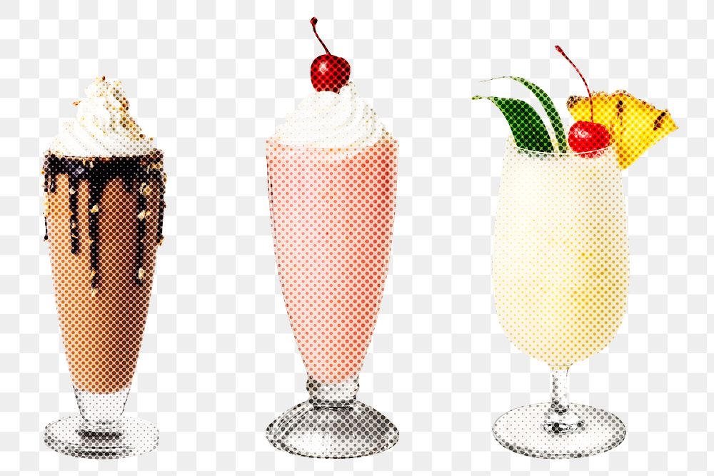 Halftone summer drink sticker set design element