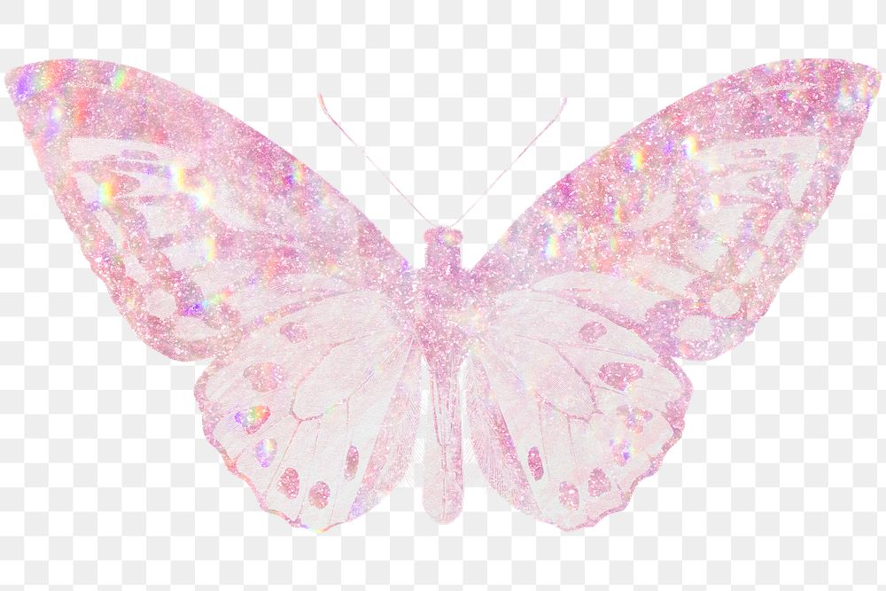 Pink holographic Ornithoptera priamus butterfly design element