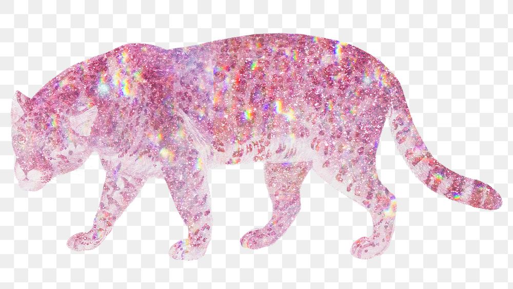 Pink holographic jaguar design element