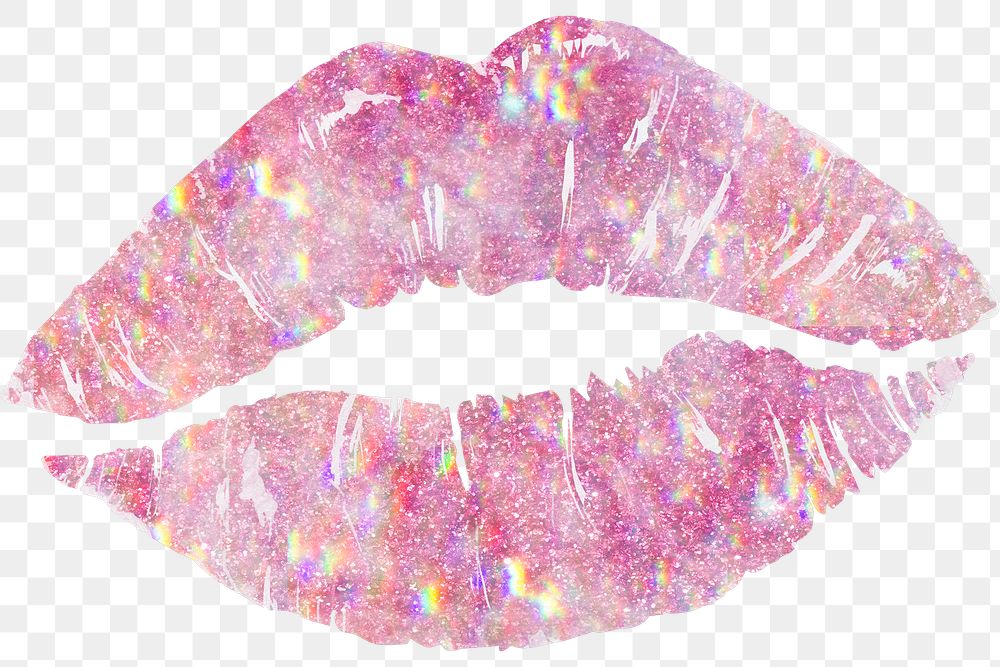 Pink holographic lips design element