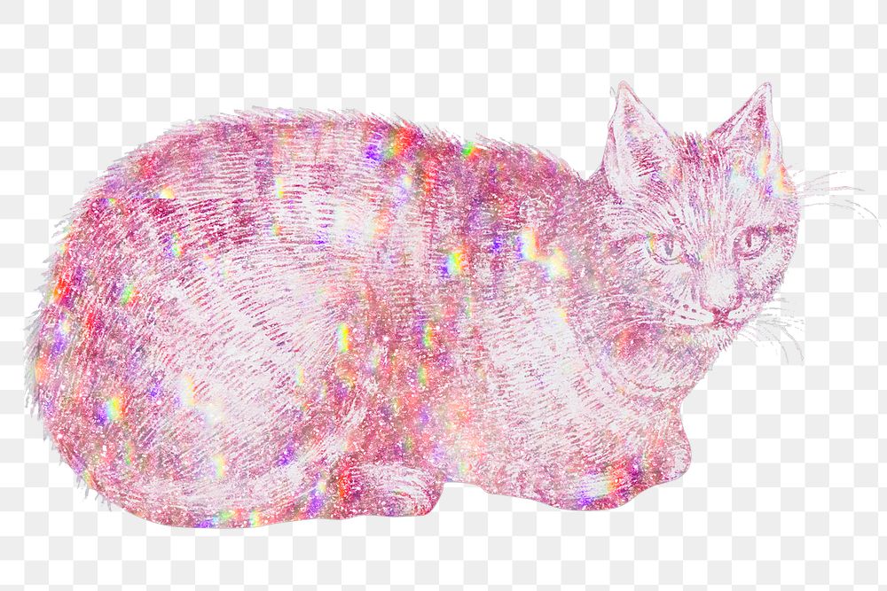 Pink holographic cat design element