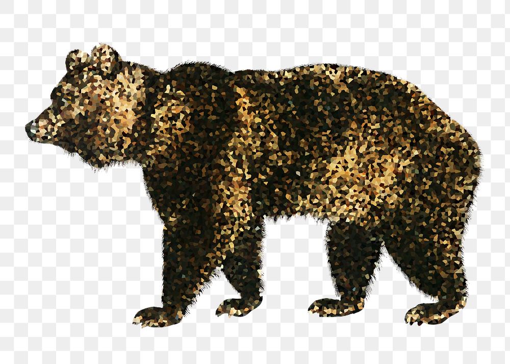 Crystallized style brown bear illustration design element