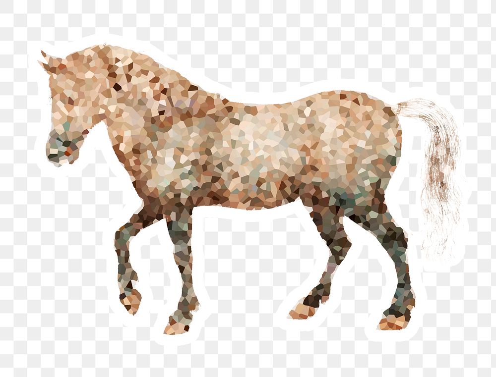 Crystallized style horse illustration with a white border sticker