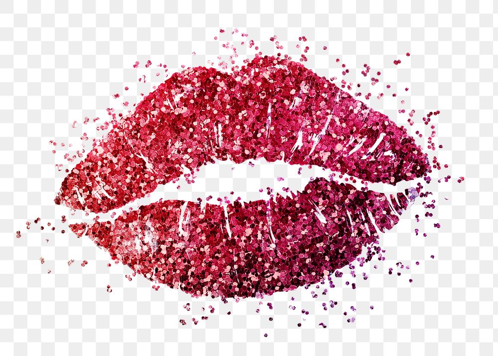 Glitter red lips design element