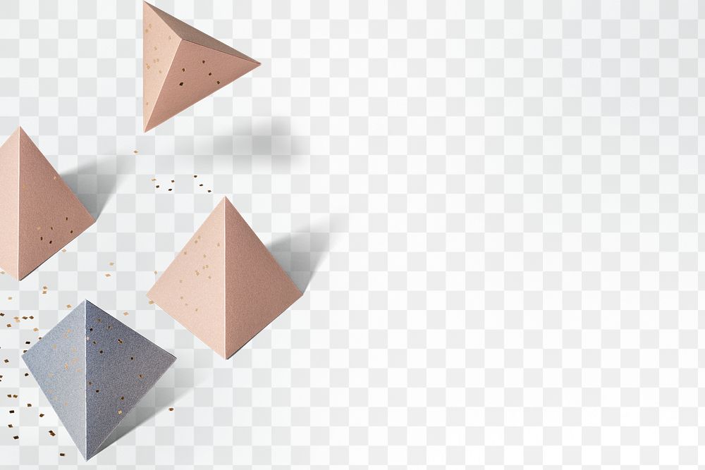 3D pink paper craft pentahedron patterned background  design element
