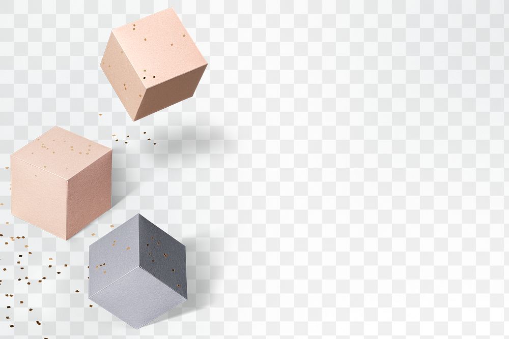 3D pink paper craft cubic patterned background design element