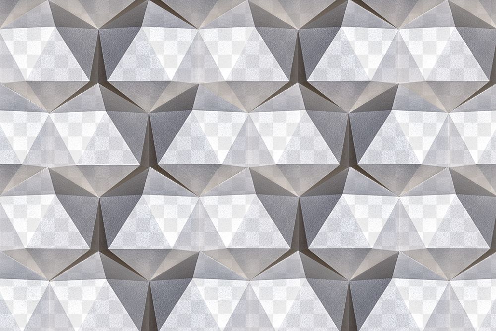 3D silver paper craft icosahedron patterned background design element