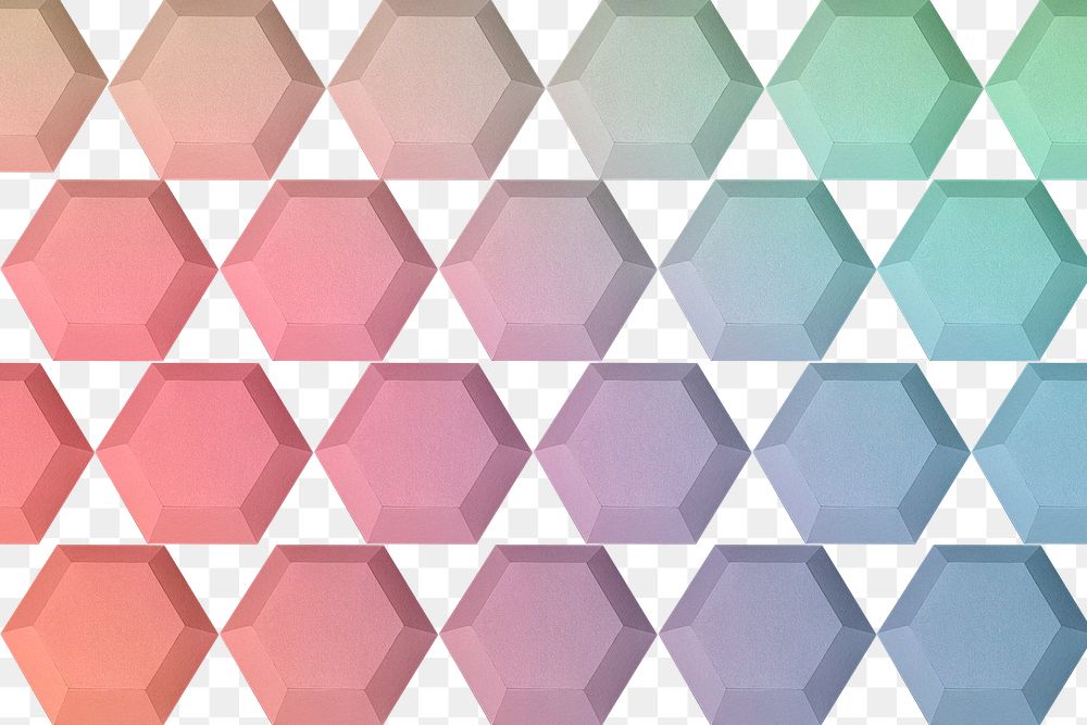 Rainbow paper craft hexagon patterned background