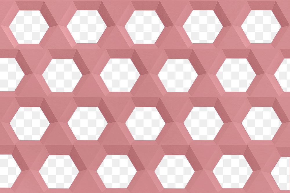 Pink paper craft hexagon patterned background