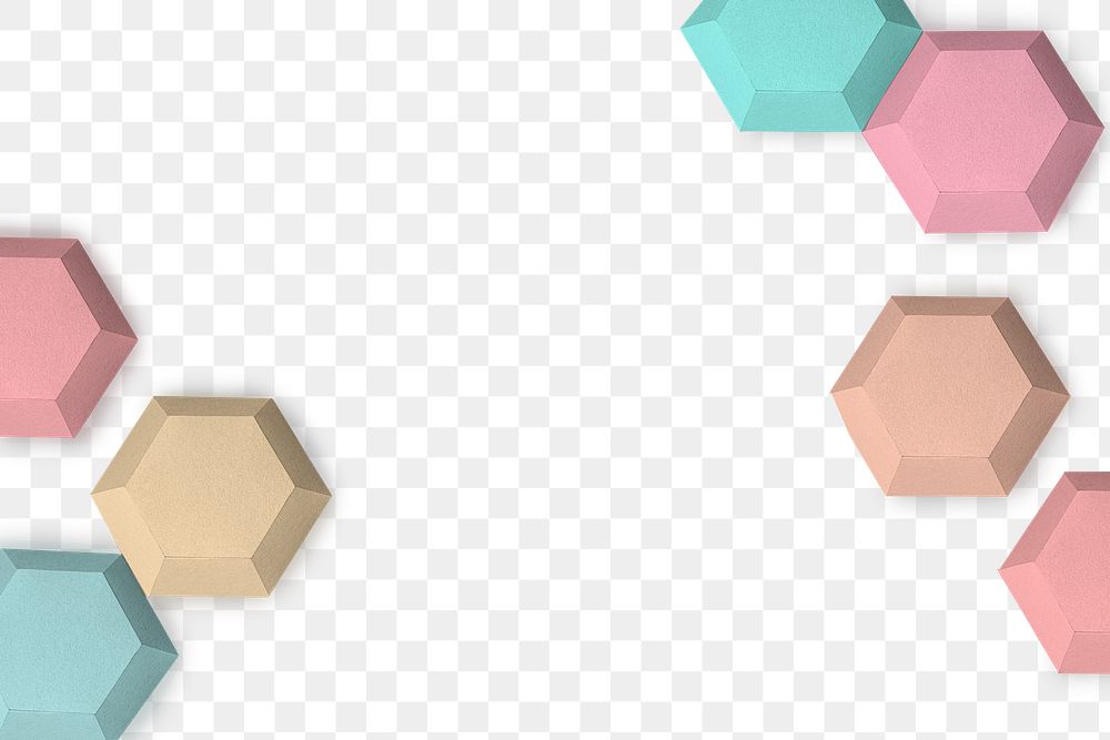 Rainbow paper craft hexagon patterned template