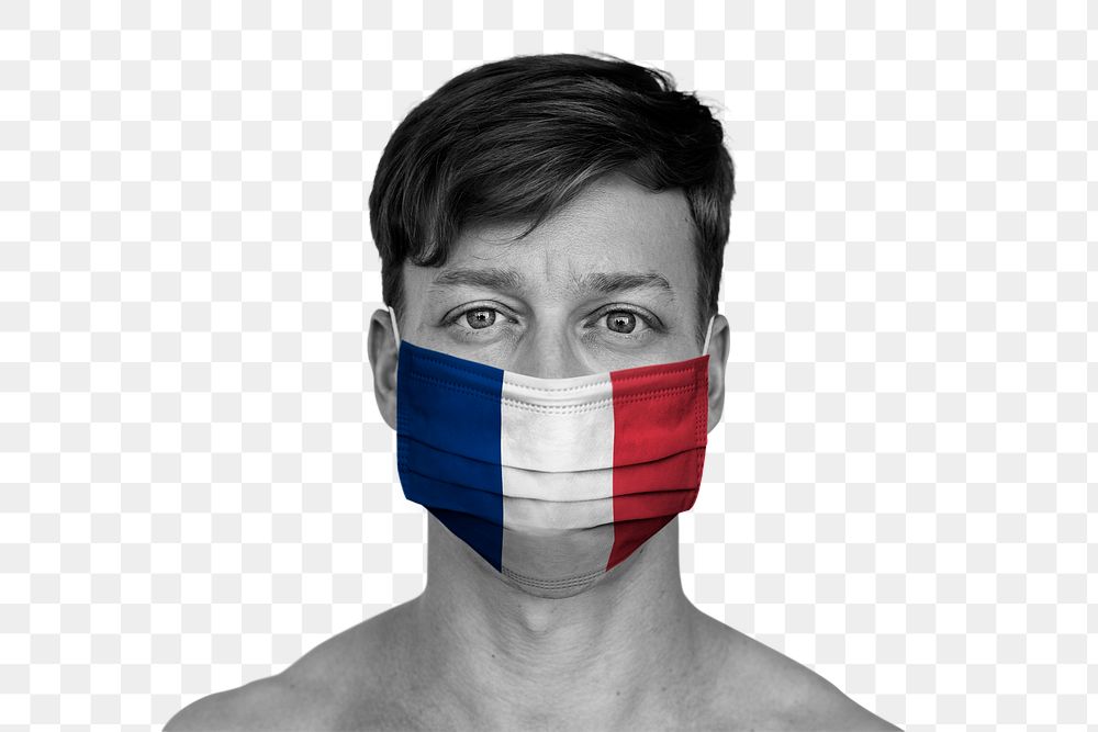 French man wearing a face mask during coronavirus pandemic mockup