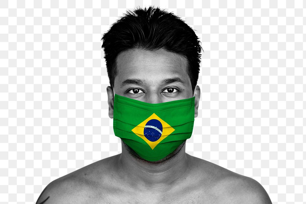 Brazilian man wearing a face mask during coronavirus pandemic mockup