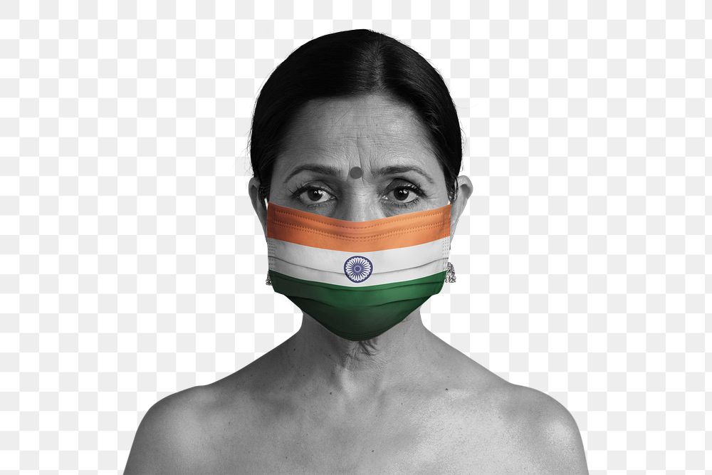 Indian woman wearing a face mask during coronavirus pandemic mockup