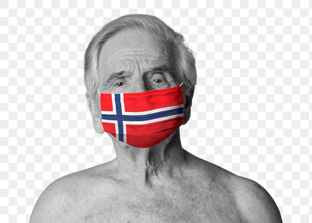 Norwegian man wearing a face mask during coronavirus pandemic