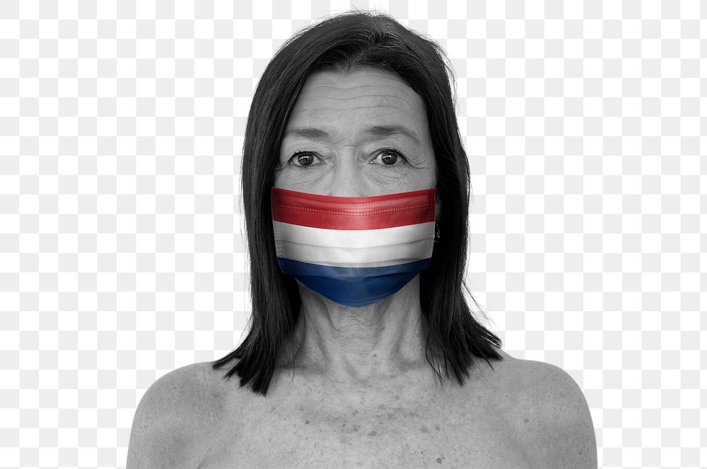 Dutch woman wearing a face mask during coronavirus pandemic mockup